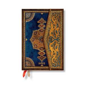 Safavid Indigo (Safavid Binding Art) Mini 12-month Horizontal Hardback Dayplanner 2025 (Wrap Closure) de Paperblanks