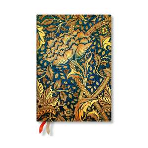 Morris Windrush (William Morris) Midi 12-month Horizontal Softcover Flexi Dayplanner 2025 (Elastic Band Closure) de Paperblanks