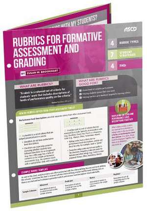 Rubrics for Formative Assessment and Grading (Quick Reference Guide) de Susan M. Brookhart