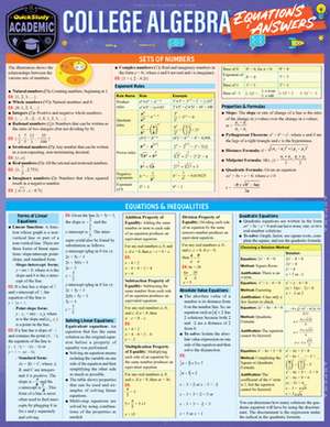 College Algebra Equations & Answers: A Quickstudy Laminated Reference Guide de Expolog LLC