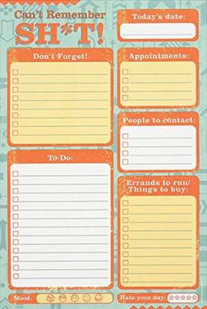 Can't Remember Sh*t Note Pad (to Do List) de Peter Pauper Press