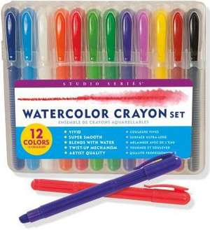 Studio Series Watercolor Crayon Set (12 Water Soluble Gel Crayons) de Peter Pauper Press