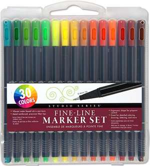 Studio Series Fine-Line Marker Set (30 Markers, 0.4 MM Tip) de Inc Peter Pauper Press