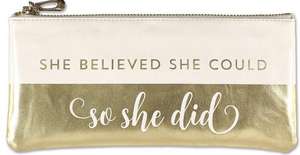 She Believed She Could So She Did Pencil Pouch (Accessories Case, Faux Leather) de Inc Peter Pauper Press