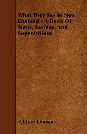 What They Say In New England - A Book Of Signs, Sayings, And Superstitions de Clifton Johnson