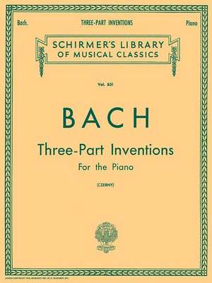 15 Three-Part Inventions: Schirmer Library of Classics Volume 851 Piano Solo de Johann Sebastian Bach