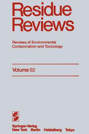 Residue Reviews: Reviews of Environmental Contamination and Toxicology de Francis A. Gunther