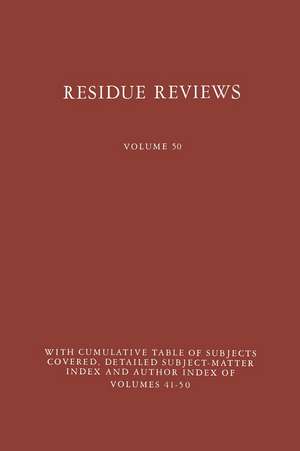 Residue Reviews de Francis A. Gunther
