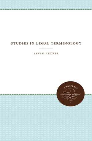 Studies in Legal Terminology de Ervin Hexner