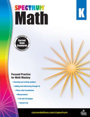 Spectrum Math Workbook, Grade K de Spectrum