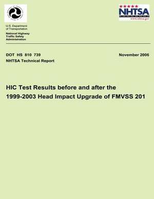 Hic Test Results Before and After the 1999-2003 Head Impact Upgrade of Fmvss 201 de National Highway Traffic Safety Administ