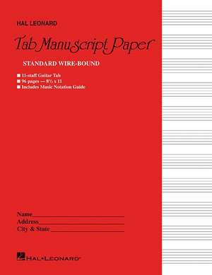 Guitar Tablature Manuscript Paper - Wire-Bound: Manuscript Paper de Hal Leonard Publishing Corporation