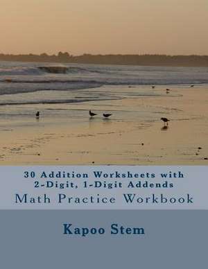 30 Addition Worksheets with 2-Digit, 1-Digit Addends de Kapoo Stem