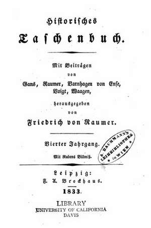 Historisches Taschenbuch de Friedrich Von Raumer