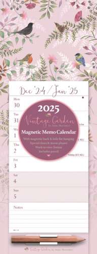 Vintage Garden Week-to-View Magnetic Calendar 2025 de Carousel Calendars