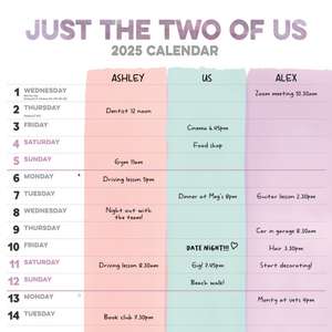 Just the Two of Us Planner Wall Calendar 2025 de Carousel Calendars