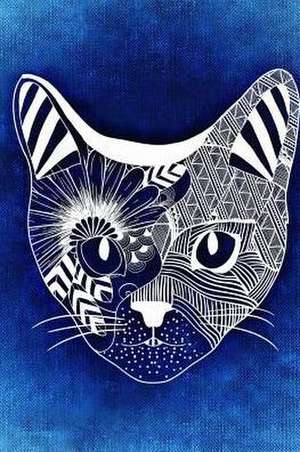 Cool Abstract Cat Drawing on Blue de Unique Journal