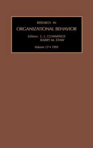 Research in Organizational Behaviour: Vol 13 de Barry M. Staw