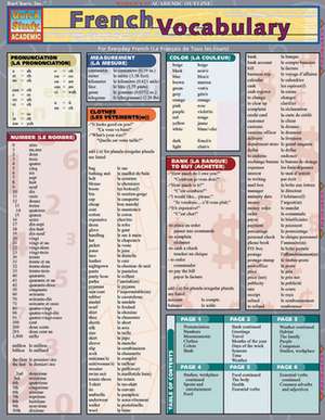 French Vocabulary Laminate Reference Chart de Liliane Arnet