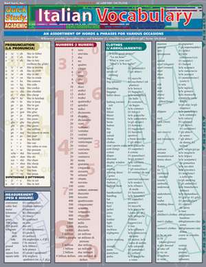 Italian Vocabulary Laminate Reference Chart de Joseph Abraham Levi