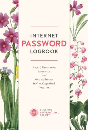 Internet Password Logbook de American Horticultural Society