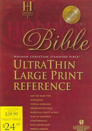 Ultrathin Reference Bible-Hcsb-Large Print de Broadman & Holman Publishers