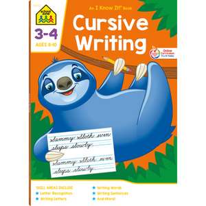 Zone, S: School Zone Cursive Writing Grades 3-4 Workbook