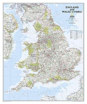 England and Wales Classic, laminated: Wall Maps Countries & Regions de National Geographic Maps