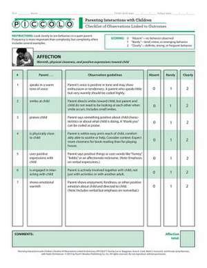 Parenting Interactions with Children: Checklist of Observations Linked to Outcomes (Piccolo ) Tool de Lori A. Roggman