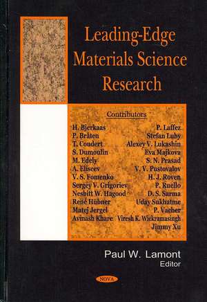 Leading-Edge Materials Science Research de Paul W. Lamont