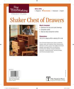 Fine Woodworking's Shaker Chest of Drawers Plan de Editors of Fine Woodworking