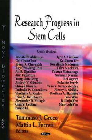 Research Progress in Stem Cells de Tommaso J. Greco