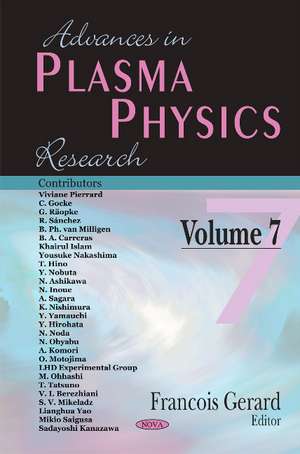 Advances in Plasma Physics Research: Volume 7 de Francois Gerard