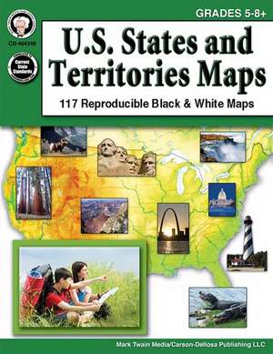 U.S. States and Territories Maps, Grades 5 - 8 de Mark Twain Media