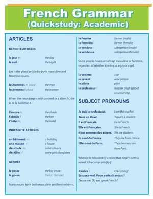 French Grammar: Quick Study Academic de Quick Charts