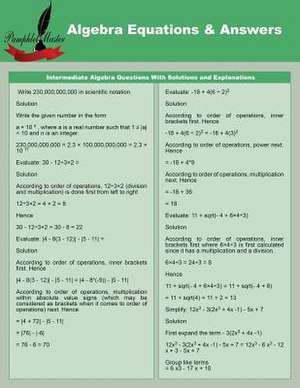 Algebra Equations & Answers de Pamphlet Master