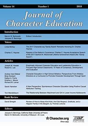 Journal of Character Education Vol 14 Issue 1 2018 de Jacques S. Benninga