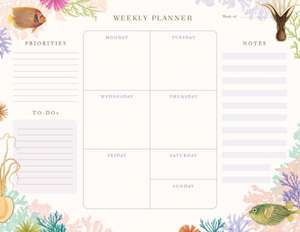 Art of Nature: Under the Sea Weekly Planner Notepad de Insights