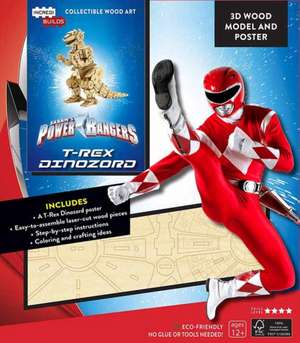 IncrediBuilds: Power Rangers: T-Rex Dinozord 3D Wood Model and Poster de Insight Editions