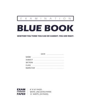 Examination Blue Book, Wide Ruled, 12 Sheets (24 Pages), Blank Lined, Write-in Booklet (White) de Bigidea