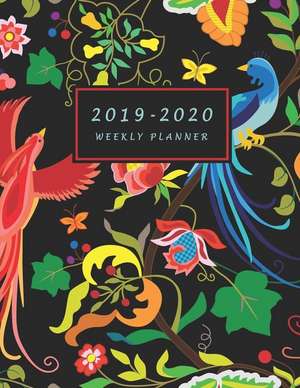 2019-2020 Weekly Planner: Large Two Year Planner with Floral Cover and Coloring Pages (Volume 4) de Agate Notebooks