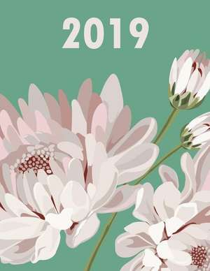 2019 Floral Planner: Large Horizontal 12 Month Motivational Calendar Diary Planner for 2019 (Monday Start with UK Holidays) de Kimberley Jo Planner