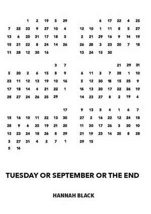 Tuesday or September or the End de Hannah Black