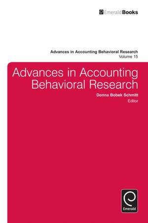 Advances in Accounting Behavioral Research de Donna Bobek Schmitt