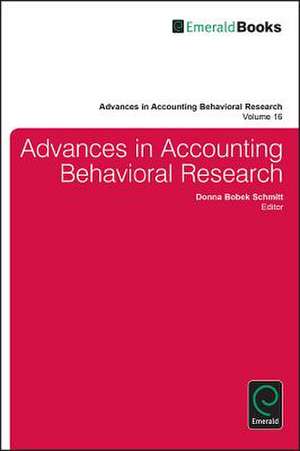 Advances in Accounting Behavioral Research de Donna Bobek Schmitt