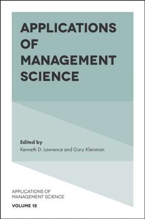 Applications of Management Science de Kenneth D. Lawrence