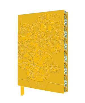 Vincent van Gogh: Sunflowers 2026 Artisan Art Vegan Leather Diary Planner - Page to View with Notes de Flame Tree Studio