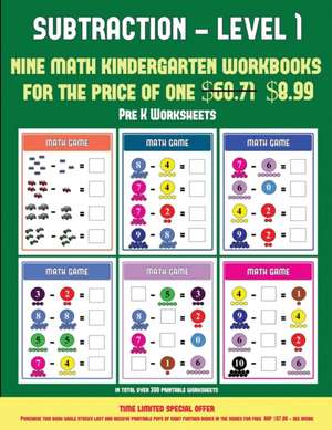 Pre K Worksheets (Kindergarten Subtraction/taking away Level 1) de James Manning