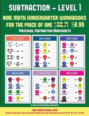 Preschool Subtraction Worksheets ((Kindergarten Subtraction/taking away Level 1) de James Manning