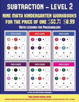 Math Lessons for Preschoolers (Kindergarten Subtraction/taking away Level 2) de James Manning